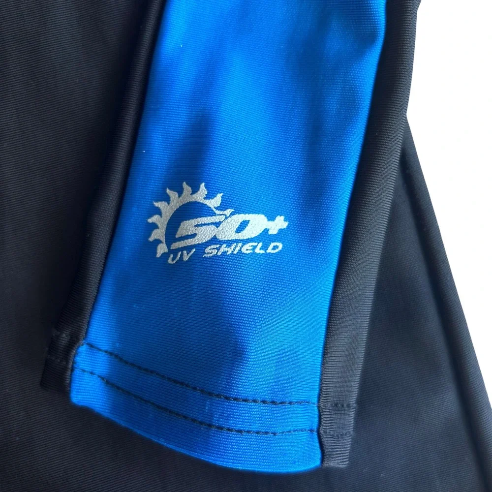 NeoSport Mens Full Body Dive Skin Suit Black Blue UV 50+ Shield Large Scuba